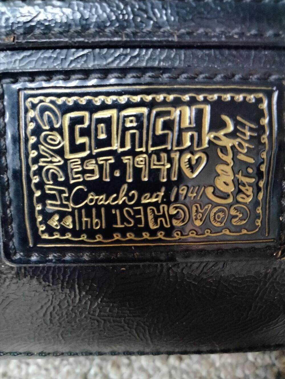 Coach Poppy Storypatch Hobo Bag Black Shimmer Leather Glam Purse F20017 - Picture 4 of 9